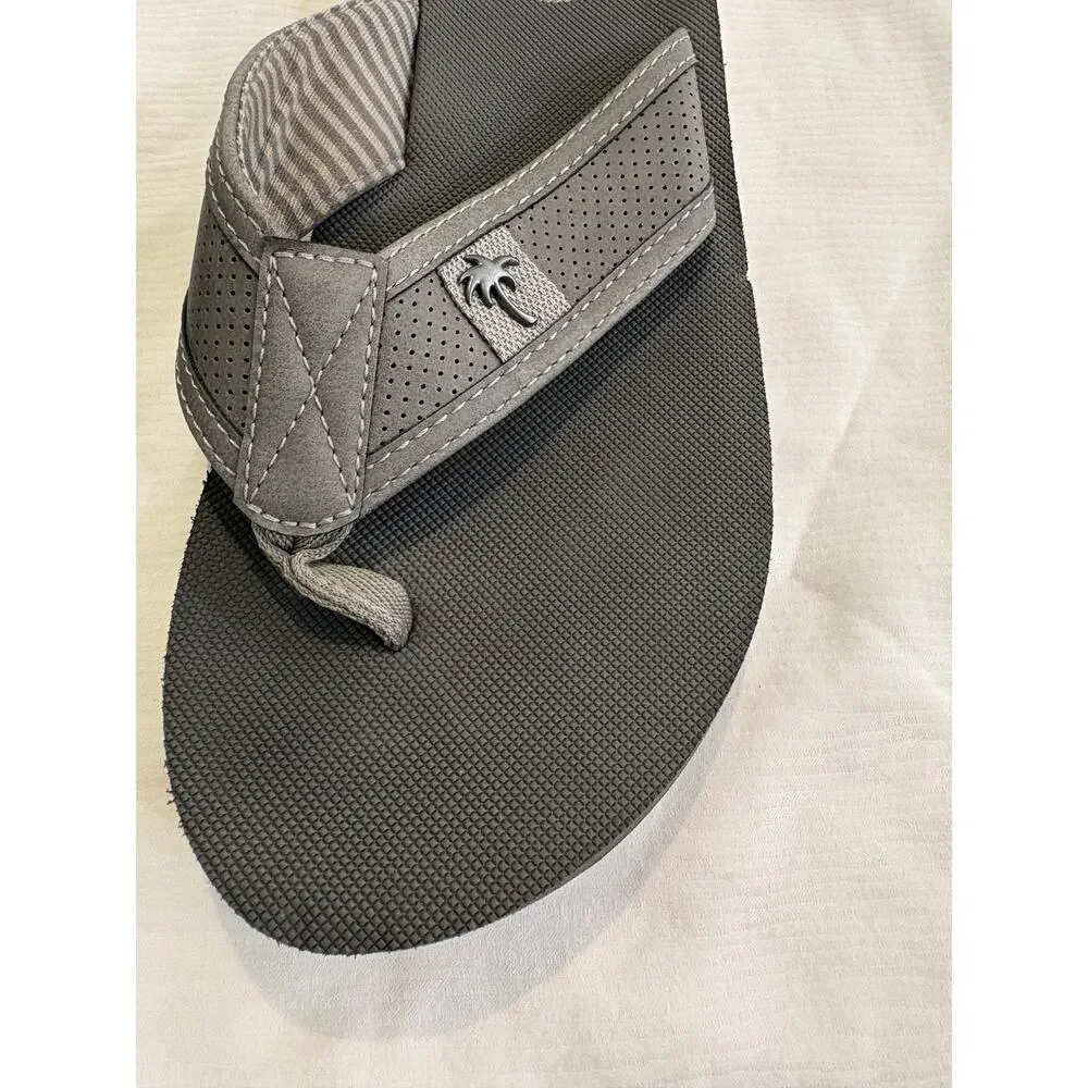 Margaritaville Palm Tree Flip Flops Toe Post Sandals Gray White Mens 8 Beach